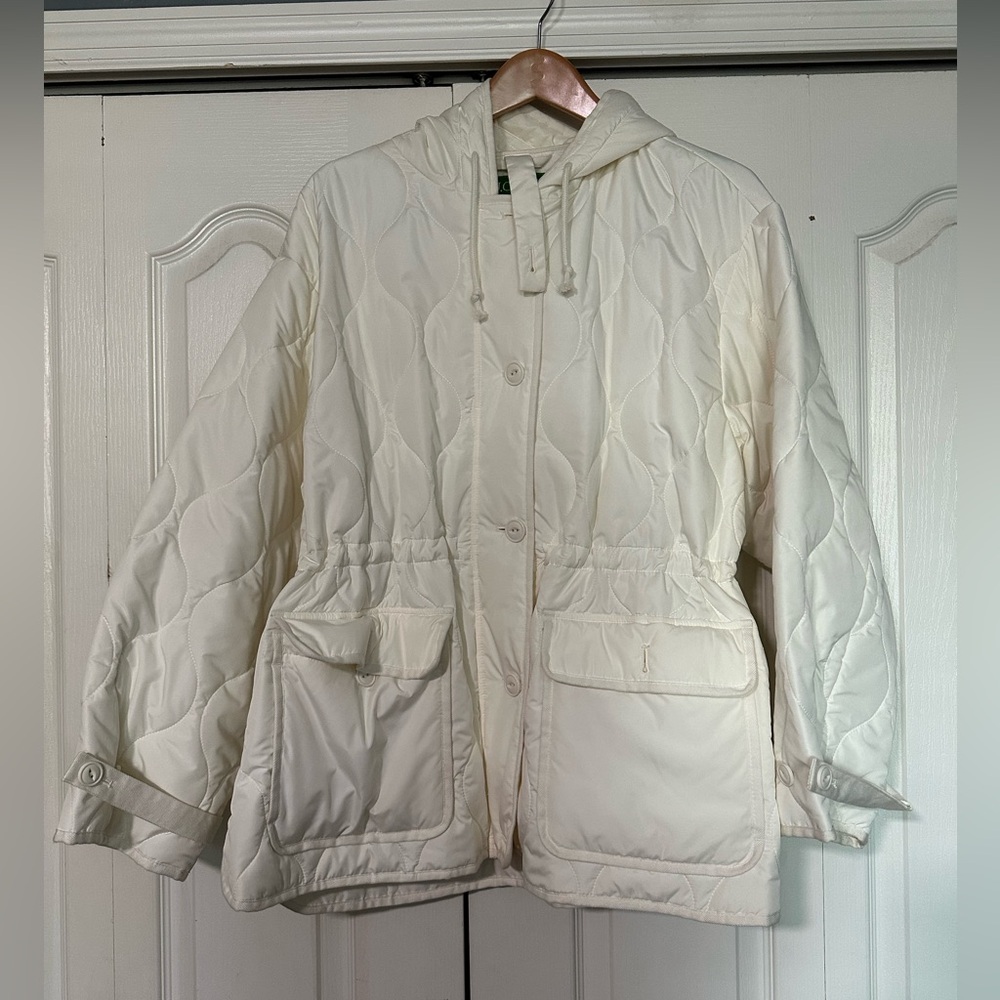 J. Crew Ladies Cream Hooded Puffer Jacket